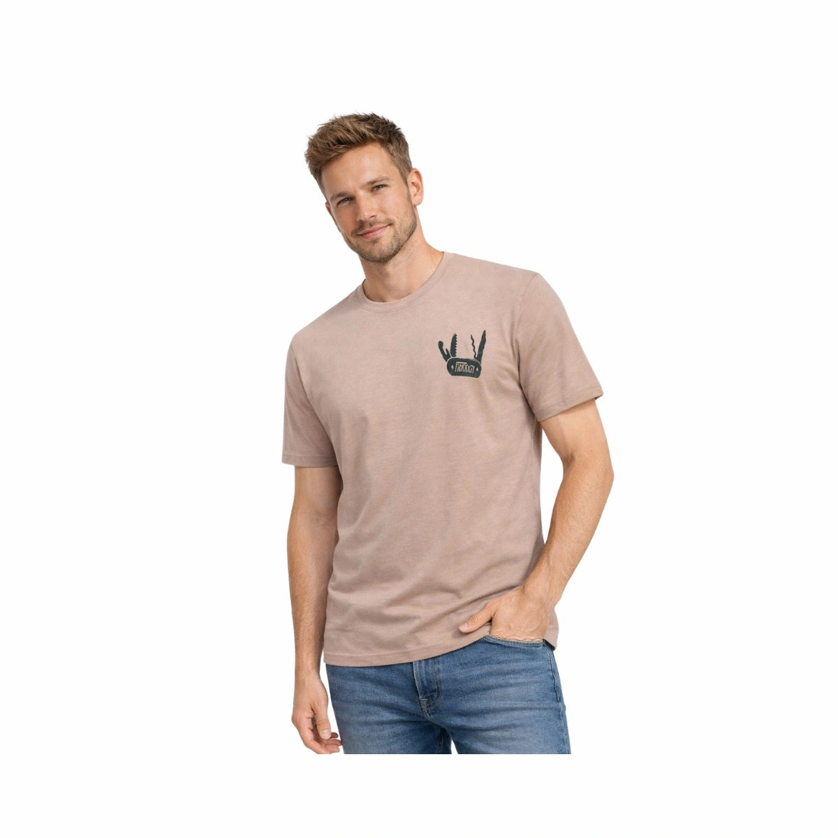 Bio-Baumwoll T-Shirt Herren – Loose Fit & Rundhals Fickkniv