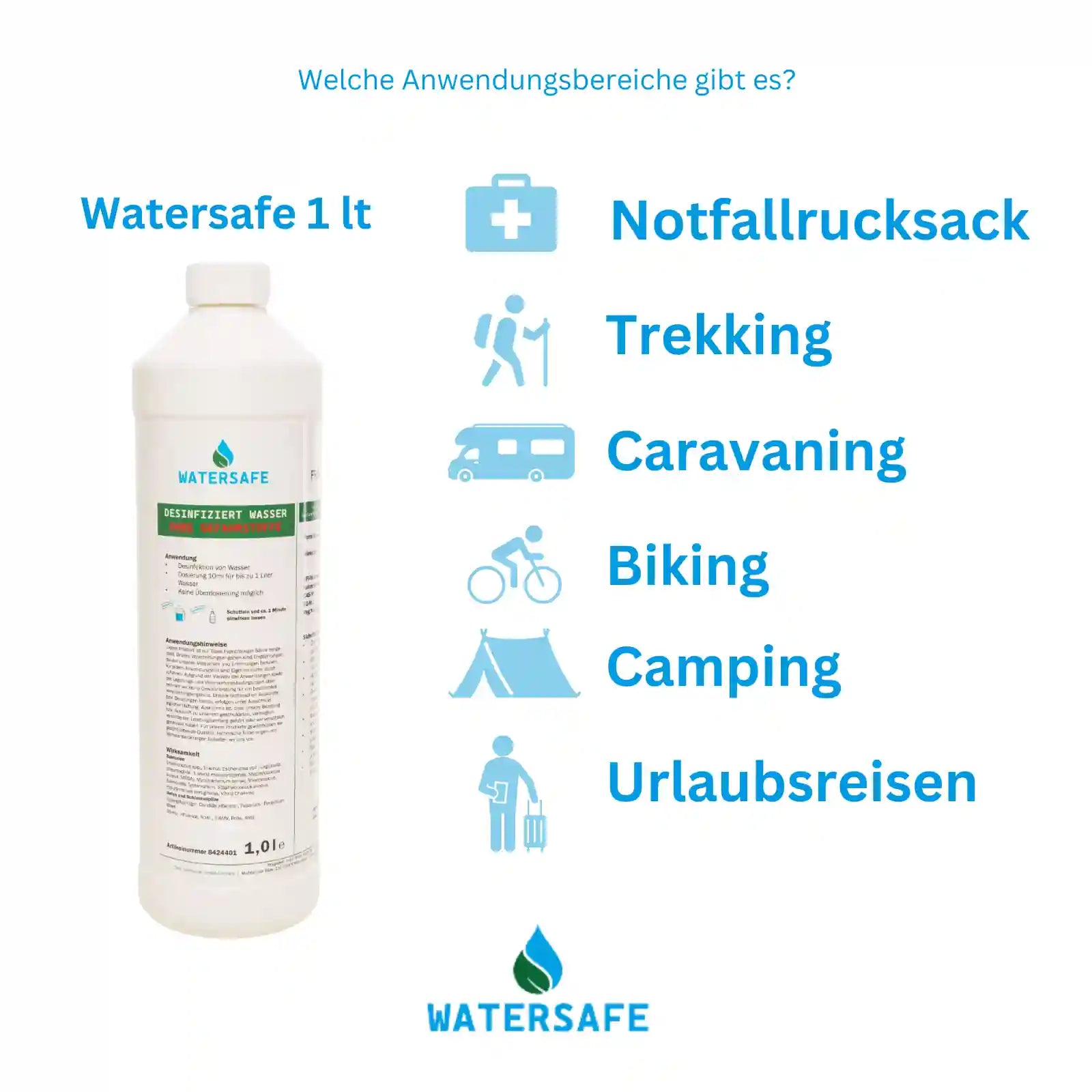 1 Ltr. AriOn Frivild Sweden Watersafe 375ppm Wasseraufbereitung, Outdoor-Wasserreiniger für sicheres Trinkwasser