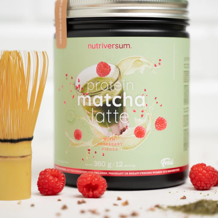 Nutriversum Protein-Matcha-Latte mit Proteinpulver und Himbeerstückchen Flow 360gr